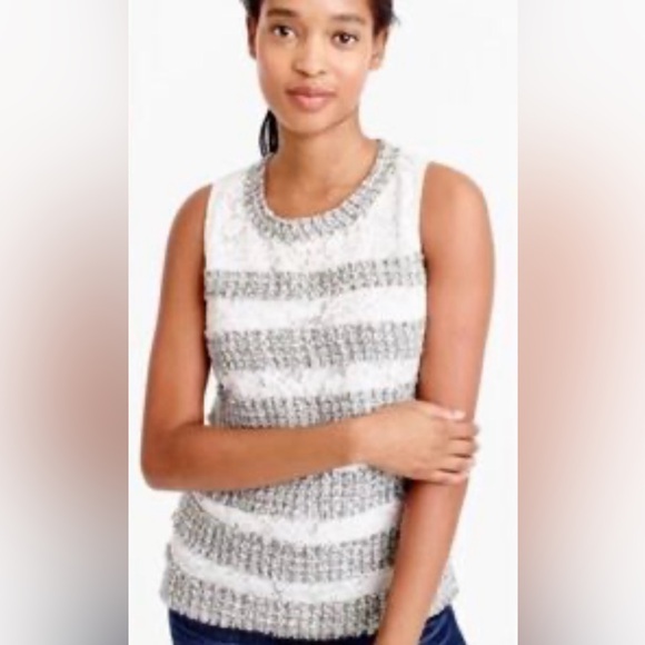 J. Crew Tops - Brand New with Tags, J. Crew Gray and White tweed and lace Tank Top